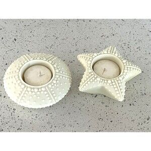 PartyLite Sea Drifters Set 2 Candle Holders Shell Starfish Beach House Tealights